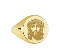 LKBEADS jesus christ signet ring| dainty christian talisman religious engraved sacred figure custom prayer jewelry| 925 sterling silver gold plated |LK_PDR_00046_8.5