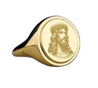LKBEADS jesus face signet ring| christian jewelry| oval engraved christianity religious gift jewelry| 925 sterling silver gold plated |LK_PDR_00407_11.5