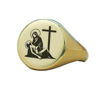 LKBEADS jesus & marry ring in round shape | 925 sterling silver gold plated | gift jewelry,vintage style signet ring's hypoallergenic handmade jewellery|LK_PDR_01337_7.5