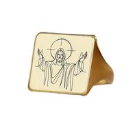 LKBEADS jesus ring in square shape | 925 sterling silver gold plated | gift jewelry,vintage style signet ring's hypoallergenic handmade jewellery|LK_PDR_01324_7.5