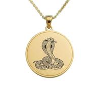 LKBEADS King Cobra Snake Engraving Pendant Necklace Made In 925 Sterling Silver Gold Plated Charm With 18 "Cable Chain Handmade Jewelry For Men Women |LKD_EGP_00896