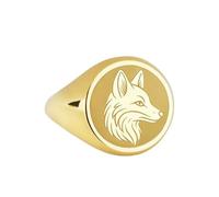 LKBEADS kitsune fox signet ring| japanese folklore spiritual jewelry| intelligence symbol charm| birthday gift| 925 sterling silver gold plated |LK_PDR_00229_11.5