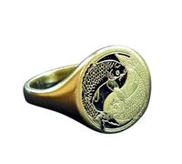 LKBEADS koi fish ring| japanese kanji signet pisces jewelry women| ying yang transformation pinky ring men| spiritual protection gift him&her| 925 sterling silver gold plated |LK_PDR_00748_6