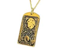 LKBEADS La Luna Embossed Pendant Necklace Made in 925 Sterling Silver With Gold Plating 18" Cable Chain Rectangle Shape Charm For Unisex Handmade Jewelry |LK_EMBO_00344