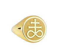 LKBEADS leviathan cross signet ring| occult jewelry| alchemy symbol birthday gift| sulfur symbol| goth engraved mens ring| 925 sterling silver gold plated |LK_PDR_00235_12.5