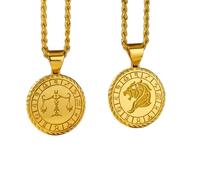 LKBEADS Libra Leo Zodiac Pendant Necklace Pack of 2 Gold Plated 925 Sterling Silver Round Astrology Horoscope Zodiac Sign Medallion Necklace Jewelry Gift
