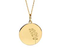 LKBEADS Lilly of the Valley Engraved Coin Pendant Necklace 24mm with 18 Inch Cable Chain | Sterling Silver Gold Plated | Unisex Gift Jewelry|LK_PNDN_0928