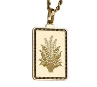 LKBEADS Lily Of The Valley Engraving Pendant Necklace Made In 925 Sterling Silver Gold Plated Charm With 18 "Cable Chain Handmade Jewelry For Men Women |LKD_EGP_00241