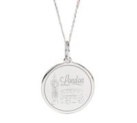 LKBEADS London Engraved Coin Pendant Necklace 24mm with 18 Inch Cable Chain | Sterling Silver 925 Sterling Silver | Unisex Gift Jewelry|LK_PNDN_2177