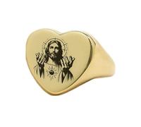 LKBEADS lord jesus ring in heart shape | 925 sterling silver gold plated | gift jewelry,vintage style signet ring's hypoallergenic handmade jewellery|LK_PDR_01338_7.5