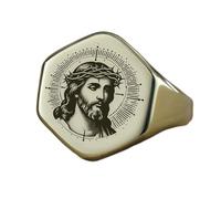 LKBEADS lord jesus ring in hexagon shape | 925 sterling silver silver plated | gift jewelry,vintage style signet ring's hypoallergenic handmade jewellery|LK_PDR_01355_9