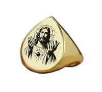 LKBEADS lord jesus ring in pear shape | 925 sterling silver gold plated | gift jewelry,vintage style signet ring's hypoallergenic handmade jewellery|LK_PDR_01354_12.5