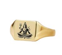 LKBEADS lord shiva ring in square shape | 925 sterling silver gold plated | gift jewelry,vintage style signet ring's hypoallergenic handmade jewellery|LK_PDR_01362_6