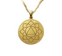 LKBEADS Lotus Flower With A Triangle Engraving Pendant Necklace Made In 925 Sterling Silver Gold Plated Charm With 18 "Cable Chain Jewelry For Men Women |LKD_EGP_00612