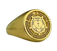 LKBEADS luther rose ring christian signet - reformation jewelry| 925 sterling silver gold plated |LK_PDR_00814_8.5