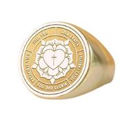 LKBEADS luther rose signet ring christian reformation jewelry| 925 sterling silver gold plated |LK_PDR_00680_9