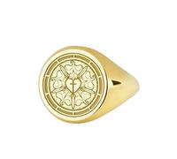 LKBEADS luther rose signet ring| martin seal lutheran cross amulet| protection lutheranism jewelry| religious charm| 925 sterling silver gold plated |LK_PDR_00223_12.5