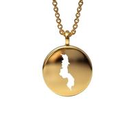 LKBEADS Malawi Map Pendant Necklace 925 Sterling Silver Round Charm Jewelry for Men Women 18 Inch Cable Travel Souvenir Gift Minimalist Map Jewelry |LKN_MAP_00569