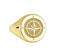 LKBEADS maritime signet ring| nautical compass ring for men| marine corps gift| navy seal military anchor| 925 sterling silver gold plated |LK_PDR_00113_11.5