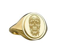 LKBEADS melting skull signet ring| gothic jewelry| oval engraved dripping gift| gift| 925 sterling silver gold plated |LK_PDR_00601_6.5