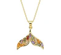 LKBEADS Mermaid Tail Pendant & Locket With Multi Stone Made In Gold Plated Brass 20X20Mm Wings Jewelry Charm Necklace With 18 Inch Chain Cable|LK_CHN_0129