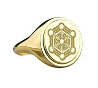 LKBEADS metatron's cube signet ring| geometry jewelry| oval engraved spiritual sacred charm| 925 sterling silver gold plated |LK_PDR_00414_11