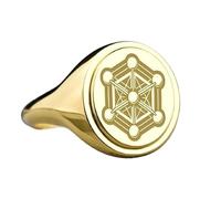 LKBEADS metatron's cube signet ring| geometry jewelry| oval engraved spiritual sacred charm| 925 sterling silver gold plated |LK_PDR_00532_10