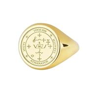 LKBEADS michael archangel sigil ring| seal of christian protection amulet| saint signet ring| 925 sterling silver gold plated |LK_PDR_00185_9