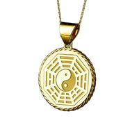 LKBEADS Mindfullness Engraved Coin Pendant Necklace 24mm with 18 Inch Cable Chain | Sterling Silver Gold Plated | Unisex Gift Jewelry|LK_PNDN_1080