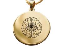 LKBEADS Mind's Eye Engraving Pendant Necklace Round Shape Made In 925 Sterling Silver Gold Plated Charm With 18 "Cable Chain Handmade Jewelry For Men Women |LKD_EGP_00524