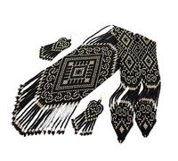 LKBEADS Monochrome Ethnic Mosaic Ukrainian Gerdan Necklace With Earring Set Seed Beads Traditional Jewellery Multi Color Handmade Strand Beaded Jewelry |LK_UKRN_0881