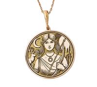 LKBEADS Moon Warrior Embossed Pendant Necklace Made in 925 Sterling Silver With Gold Plating 18" Cable Chain Round Shape Charm For Unisex Handmade Jewelry |LK_EMBO_00573