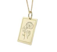 LKBEADS Morning Glory Flower Engraved Coin Pendant Necklace 24x16mm with 18 Inch Cable Chain | Sterling Silver Gold Plated | Unisex Gift Jewelry|LK_PNDN_1127