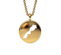 LKBEADS Morocco Map Pendant Necklace 925 Sterling Silver Round Charm Jewelry for Men Women 18 Inch Cable Travel Souvenir Gift Minimalist Map Jewelry |LKN_MAP_00554