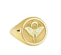 LKBEADS moth signet ring| luna amulet| round death jewelry| butterfly insect gift for her| 925 sterling silver gold plated |LK_PDR_00146_8