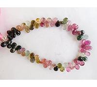 LKBEADS Multi Tourmaline Natural Gemstone 4x6-6x8 Mm Faceted Pears Beads 8" Strand