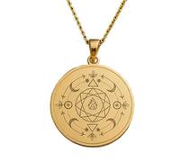 LKBEADS Mystical Geometric Symbol Engraving Pendant Necklace Made In 925 Sterling Silver Gold Plated Charm With 18 "Cable Chain Handmade Jewelry For Men Women |LKD_EGP_00607