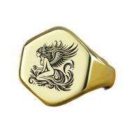LKBEADS mythical fairy ring in hexagon shape | 925 sterling silver gold plated | gift jewelry,vintage style signet ring's hypoallergenic handmade jewellery|LK_PDR_01765_9
