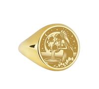 LKBEADS native american signet ring| ancestral culture engraved heritage pride talisman spiritual full moon jewelry| 925 sterling silver gold plated |LK_PDR_00039_7