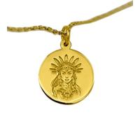 LKBEADS Native American Warrior Girl Engraved Coin Pendant Necklace 24mm with 18 Inch Cable Chain | Sterling Silver Gold Plated | Unisex Gift Jewelry|LK_PNDN_1166