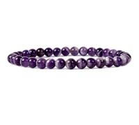 LKBEADS Natural African Amethyst 6mm Smooth Cut Beads Gemstone Stretch Bracelet Round Shape Stone Purple Color 7 Inch Stretchable Wristband For Unisex Healing Meditation Gift & Luck |L_STBC_00132_7.5