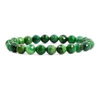 LKBEADS Natural African Serpentine 8mm Faceted Cut Beads Gemstone Stretch Bracelet Round Shape Stone Green Color 7 Inch Stretchable Wristband For Unisex Healing Meditation Gift & Luck |L_STBC_00164_8