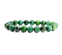 LKBEADS Natural African Serpentine 8mm Smooth Cut Beads Gemstone Stretch Bracelet Round Shape Stone Green Color 7 Inch Stretchable Wristband For Unisex Healing Meditation Gift & Luck |L_STBC_00165_8