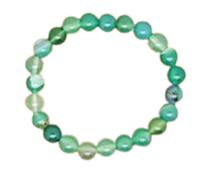 LKBEADS Natural Agate Gemstone 8 mm | Round Shape, Smooth Cut Stone | 7 Inch | Green Color Gem | dhan yog stretch bracelet | success wristband | handmade jewelry |LK_BRC_02261