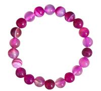LKBEADS Natural Agate Gemstone 8 mm | Round Shape, Smooth Cut Stone | 7 Inch | Pink Color Gem | dhan yog stretch bracelet | success wristband | handmade jewelry |LK_BRC_03046