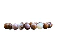 LKBEADS Natural Agua Nueva Agate 8mm Smooth Cut Beads Gemstone Stretch Bracelet Round Shape Stone Multi Color 7 Inch Stretchable Wristband For Unisex Healing Meditation Gift & Luck |L_STBC_00226_6.5