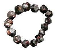 LKBEADS Natural Almandine Garnet 12mm Faceted Cut Beads Gemstone Stretch Bracelet Tumble Shape Stone Red Color 7 Inch Stretchable Wristband For Unisex Healing Meditation Gift & Luck |L_STBC_00233_7.5