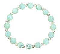 LKBEADS Natural Amazonite Gemstone 8 mm | Round Shape, Smooth Cut Stone | 7 Inch | Blue Color Gem | With Silver Metal |dhan yog stretch bracelet | success wristband | handmade jewelry |LK_BRC_02677