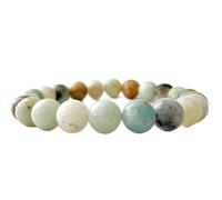 LKBEADS natural amazonite gemstone 8mm|round shape smooth cut stone |7.5 inch|multicolor color stone |harmony stretch bracelet | truth wristband | handmade jewelry | LK_WOSB_00698LK_WOSB_00698