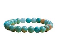 LKBEADS natural amazonite gemstone 8mm|round shape smooth cut stone |7 inch|blue color stone |harmony stretch bracelet | truth wristband | handmade jewelry | LK_WOSB_00052LK_WOSB_00052
